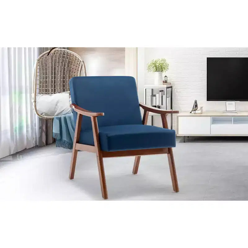 Fauteuil d'appoint Okak Leisure, fauteuil de salon avec dossier extra-épais, fauteuil à oreilles avec pieds en bois massif pour salle de lecture, chambre à coucher