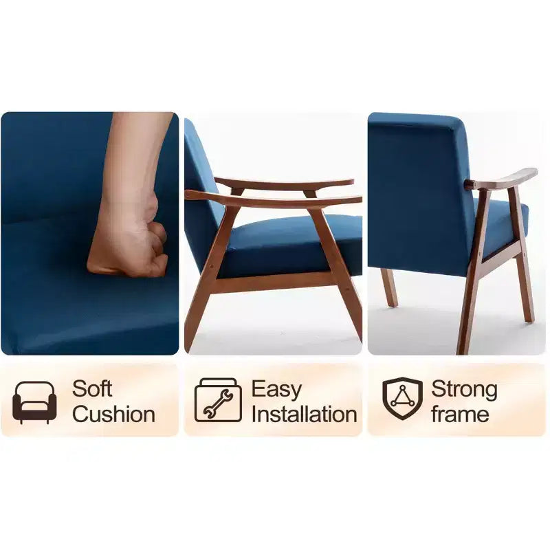 Fauteuil d'appoint Okak Leisure, fauteuil de salon avec dossier extra-épais, fauteuil à oreilles avec pieds en bois massif pour salle de lecture, chambre à coucher