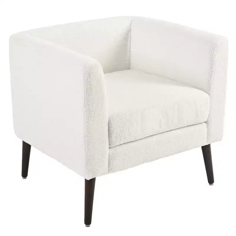 Fauteuil d'appoint en tissu Okak, chaise de lecture pour salon avec revêtement doux et oreiller, fauteuil avec pieds en bois massif pour salon ou chambre à coucher.