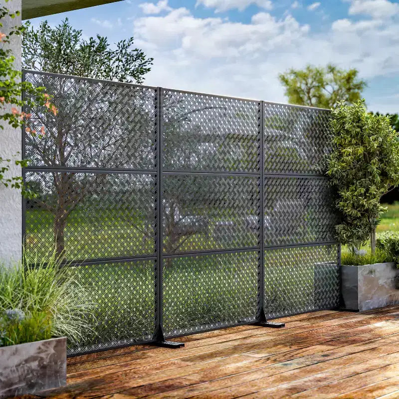 MAYEERTY 72x47 Écran d'intimité extérieur noir, lot de 3 séparateurs pliants naturels pour la cour et le jardin