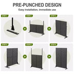 MAYEERTY 72x47 Écran d'intimité extérieur noir, lot de 3 séparateurs pliants naturels pour la cour et le jardin