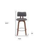 Chaise de bar pivotante à dossier bas en similicuir gris et bois marron HomeRoots 26, hauteur comptoir