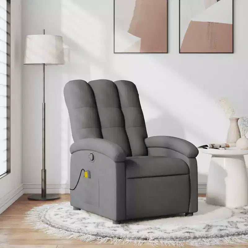 Fauteuil inclinable de massage vidaXL, dossier et repose-pieds réglables - Gris foncé