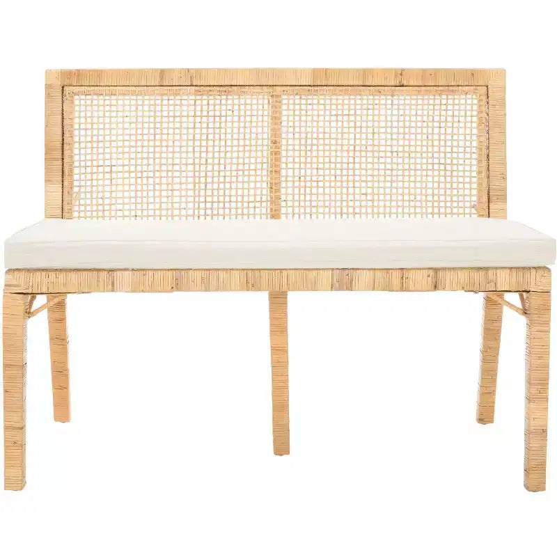 Tojo Cane Bench - SEA7040 - Natural/White - Safavieh