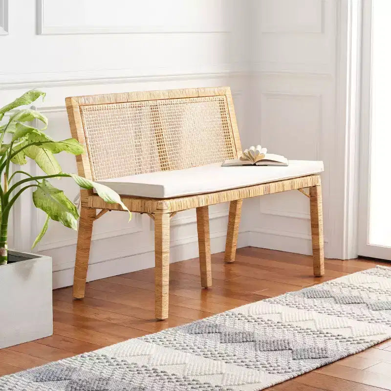 Banc Tojo en rotin - SEA7040 - Naturel/Blanc - Safavieh