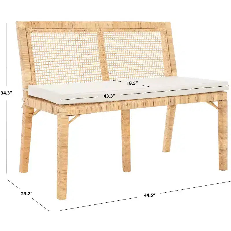 Banc Tojo en rotin - SEA7040 - Naturel/Blanc - Safavieh