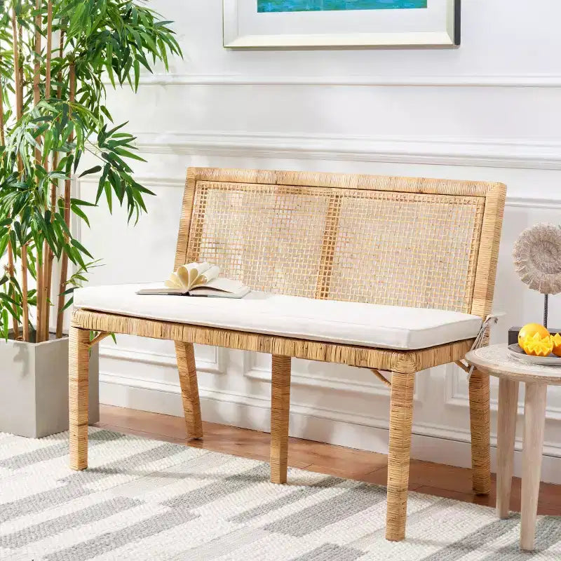 Banc Tojo en rotin - SEA7040 - Naturel/Blanc - Safavieh