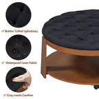 Okak Table basse relevable à 2 niveaux avec rangement et 3 poufs, tables basses de style Mid-Century pour petit salon