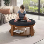 Okak Table basse relevable à 2 niveaux avec rangement et 3 poufs, tables basses de style Mid-Century pour petit salon