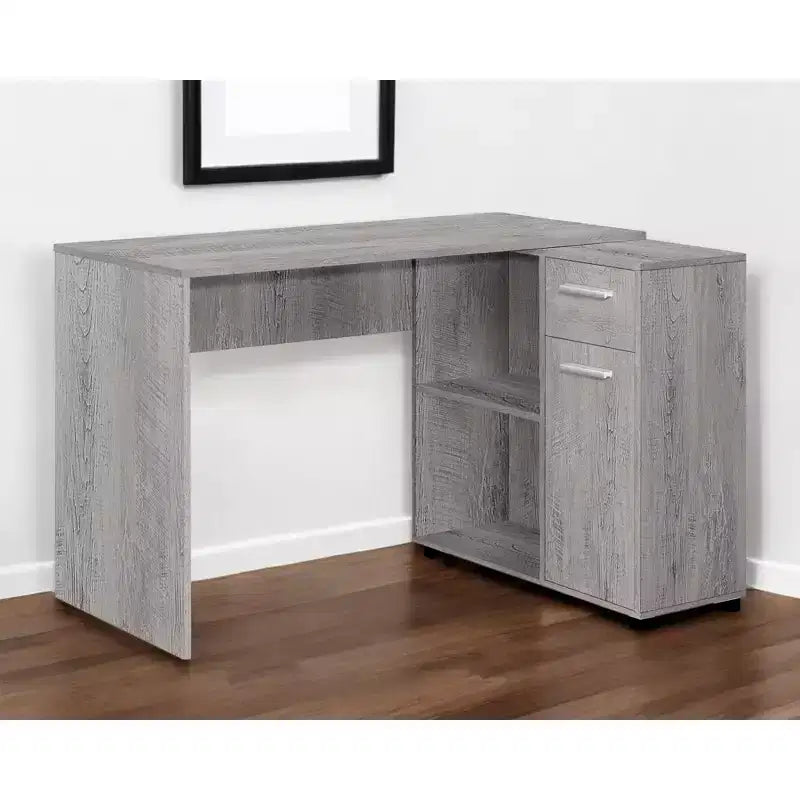 Bureau d'ordinateur d'angle HomeRoots 46, gris, en forme de L