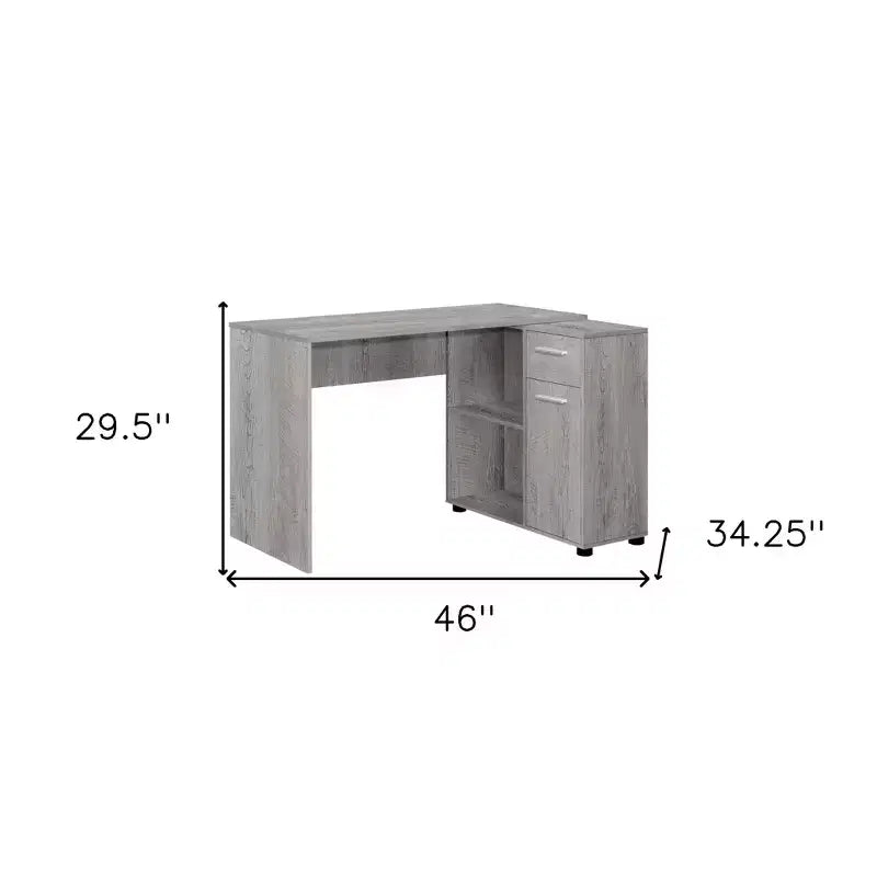 Bureau d'ordinateur d'angle HomeRoots 46, gris, en forme de L