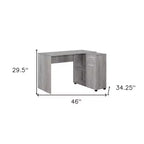 Bureau d'ordinateur d'angle HomeRoots 46, gris, en forme de L