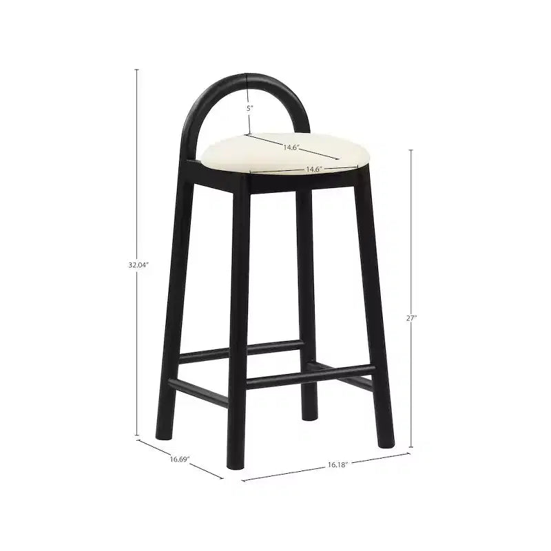 Meridian Furniture, Tabouret Calvin en similicuir crème