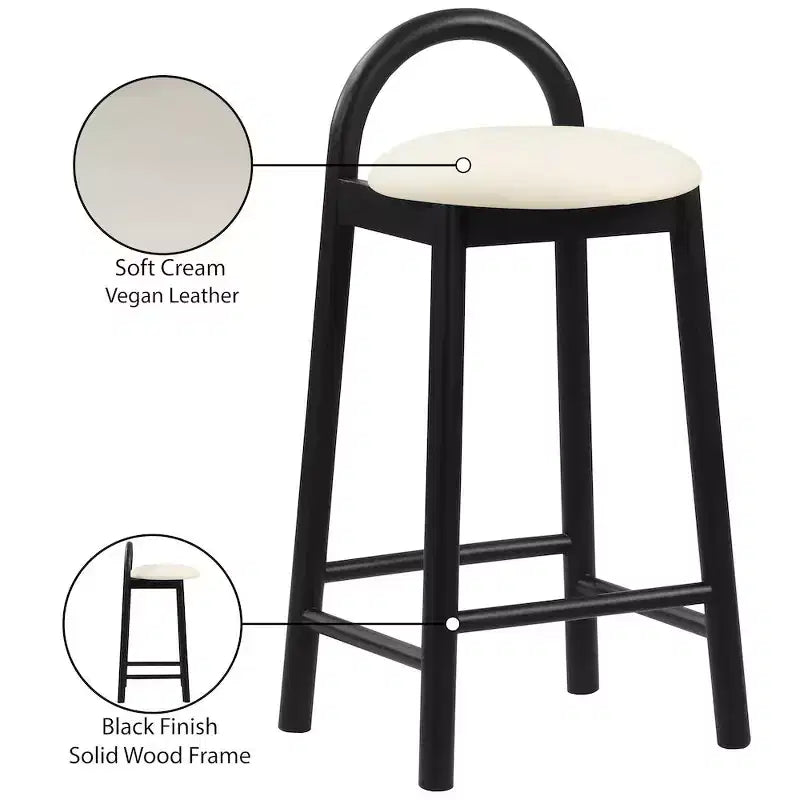 Meridian Furniture, Tabouret Calvin en similicuir crème