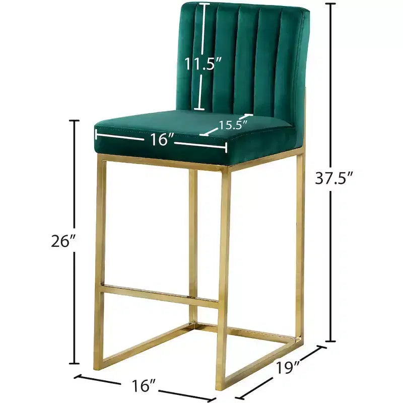 Tabouret en velours vert Giselle, Meridian Furniture