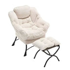 Fauteuil de salon moderne Zeus et Ruta rembourré avec accoudoirs, poche latérale et pouf assorti