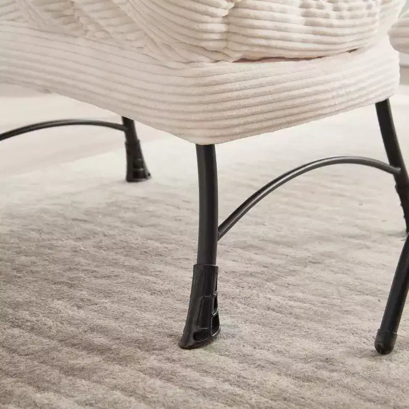 Fauteuil de salon moderne Zeus et Ruta rembourré avec accoudoirs, poche latérale et pouf assorti
