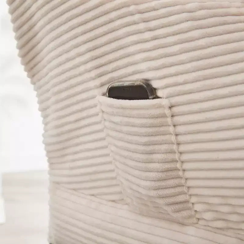Fauteuil de salon moderne Zeus et Ruta rembourré avec accoudoirs, poche latérale et pouf assorti
