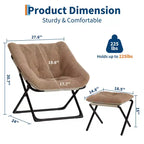 Fauteuil soucoupe, siège moelleux et confortable avec base antidérapante, fauteuil de salon pliable XL pour adolescents et adultes, fauteuil d'appoint pour chambre à coucher ou dortoir