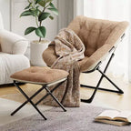 Fauteuil soucoupe, siège moelleux et confortable avec base antidérapante, fauteuil de salon pliable XL pour adolescents et adultes, fauteuil d'appoint pour chambre à coucher ou dortoir
