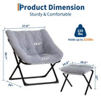 Fauteuil soucoupe, siège moelleux et confortable avec base antidérapante, fauteuil de salon pliable XL pour adolescents et adultes, fauteuil d'appoint pour chambre à coucher ou dortoir