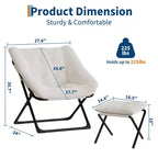 Fauteuil soucoupe, siège moelleux et confortable avec base antidérapante, fauteuil de salon pliable XL pour adolescents et adultes, fauteuil d'appoint pour chambre à coucher ou dortoir
