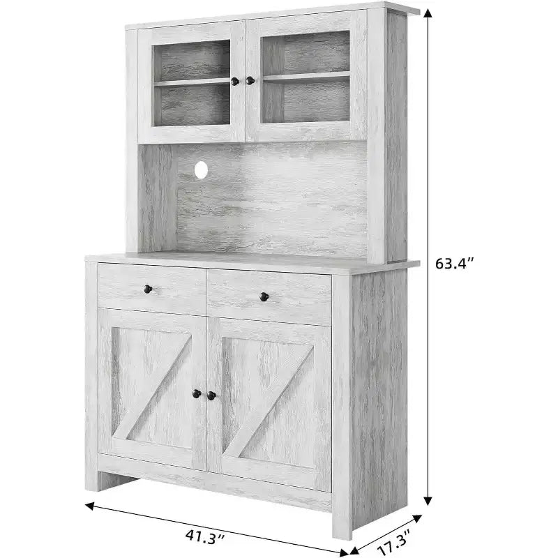 Meuble de cuisine avec support pour micro-ondes - Armoire autoportante avec étagères réglables, buffet pour salle à manger