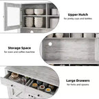 Meuble de cuisine avec support pour micro-ondes - Armoire autoportante avec étagères réglables, buffet pour salle à manger