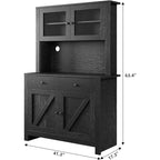 Meuble de cuisine avec support pour micro-ondes - Armoire autoportante avec étagères réglables, buffet pour salle à manger