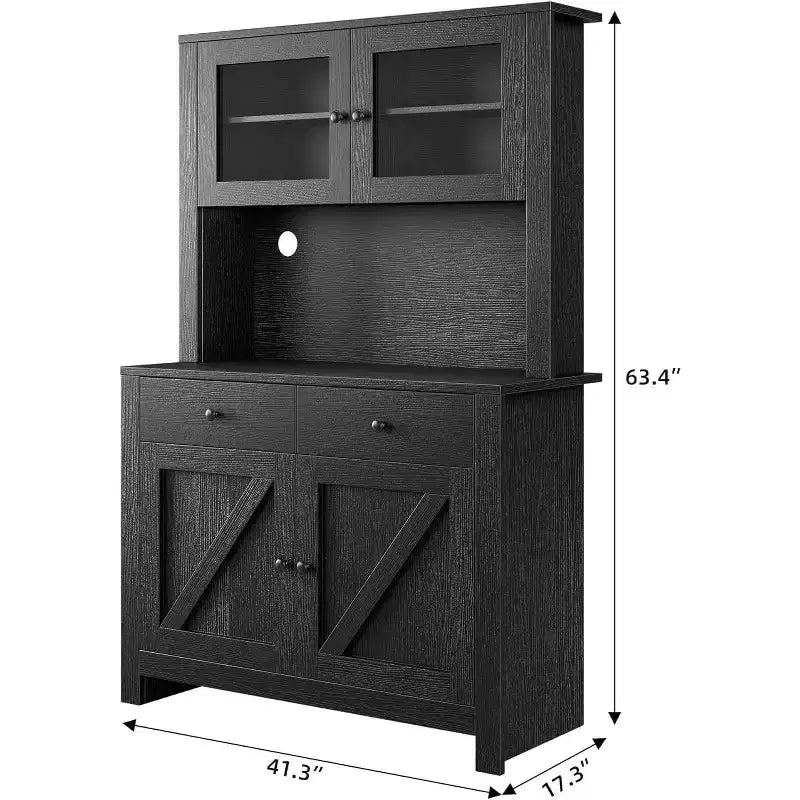 Meuble de cuisine avec support pour micro-ondes - Armoire autoportante avec étagères réglables, buffet pour salle à manger