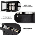 Meuble de cuisine avec support pour micro-ondes - Armoire autoportante avec étagères réglables, buffet pour salle à manger