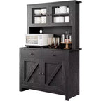 Meuble de cuisine avec support pour micro-ondes - Armoire autoportante avec étagères réglables, buffet pour salle à manger