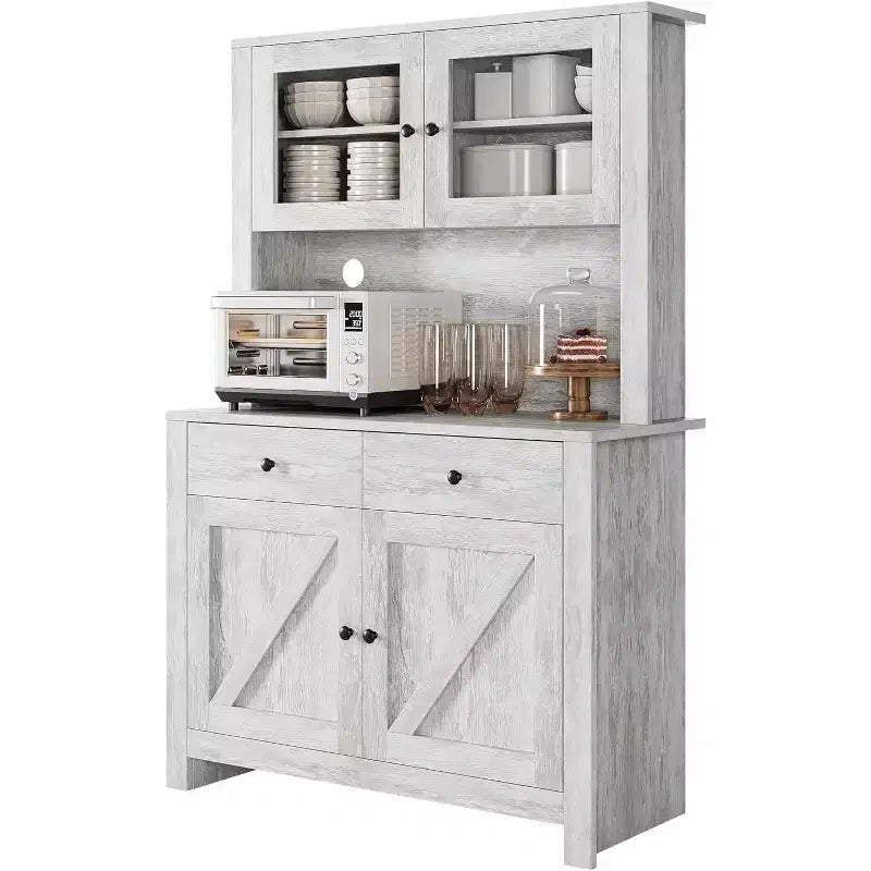 Meuble de cuisine avec support pour micro-ondes - Armoire autoportante avec étagères réglables, buffet pour salle à manger