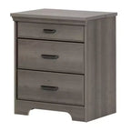 HomeStock Nightstand with Charging Station and Drawers Gray Maple Versa
