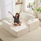 Mjkone Canapé sectionnel en velours côtelé 108" avec méridienne, canapé modulaire en nuage à 3 pièces combinables, canapé en L