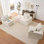 Mjkone Canapé sectionnel en velours côtelé 108" avec méridienne, canapé modulaire en nuage à 3 pièces combinables, canapé en L