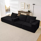 Mjkone Canapé sectionnel en velours côtelé 108" avec méridienne, canapé modulaire en nuage à 3 pièces combinables, canapé en L