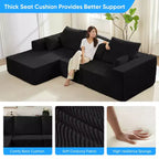Mjkone Canapé sectionnel en velours côtelé 108" avec méridienne, canapé modulaire en nuage à 3 pièces combinables, canapé en L