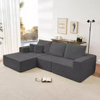 Mjkone Canapé sectionnel en velours côtelé 108" avec méridienne, canapé modulaire en nuage à 3 pièces combinables, canapé en L