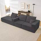 Mjkone Canapé sectionnel en velours côtelé 108" avec méridienne, canapé modulaire en nuage à 3 pièces combinables, canapé en L
