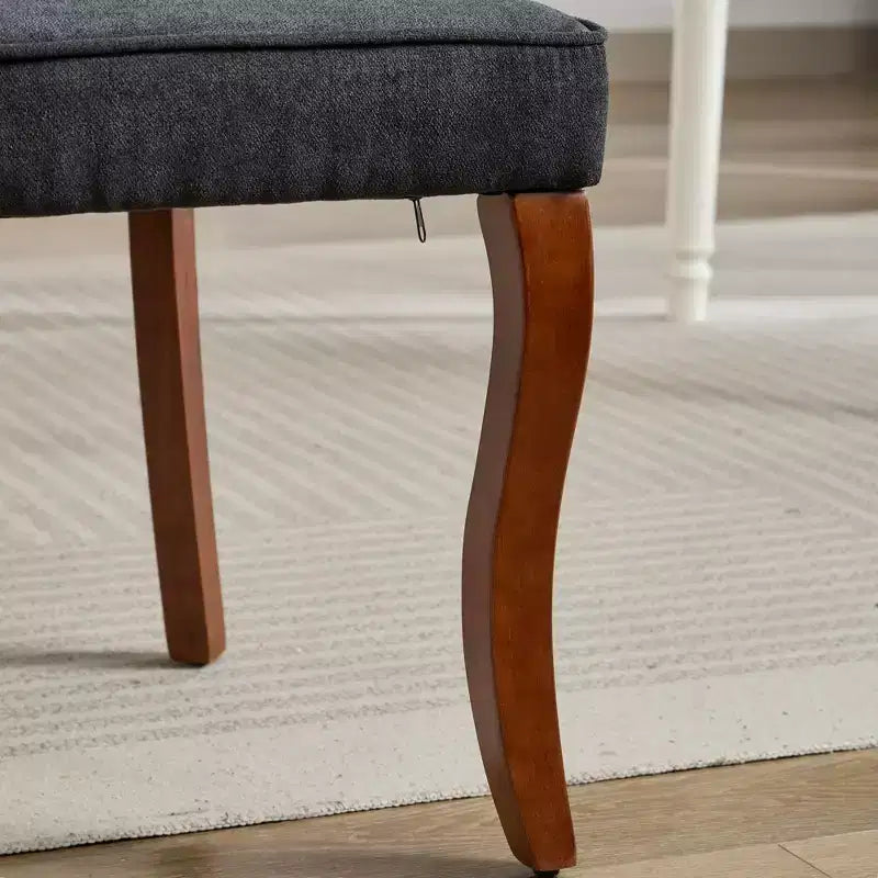 Okak Lot de 2 chaises de salle à manger en lin floqué, chaises de cuisine modernes avec revêtement en tissu confortable, chaises d'appoint avec pieds incurvés en bois massif