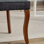 Okak Lot de 2 chaises de salle à manger en lin floqué, chaises de cuisine modernes avec revêtement en tissu confortable, chaises d'appoint avec pieds incurvés en bois massif