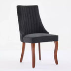 Okak Lot de 2 chaises de salle à manger en lin floqué, chaises de cuisine modernes avec revêtement en tissu confortable, chaises d'appoint avec pieds incurvés en bois massif