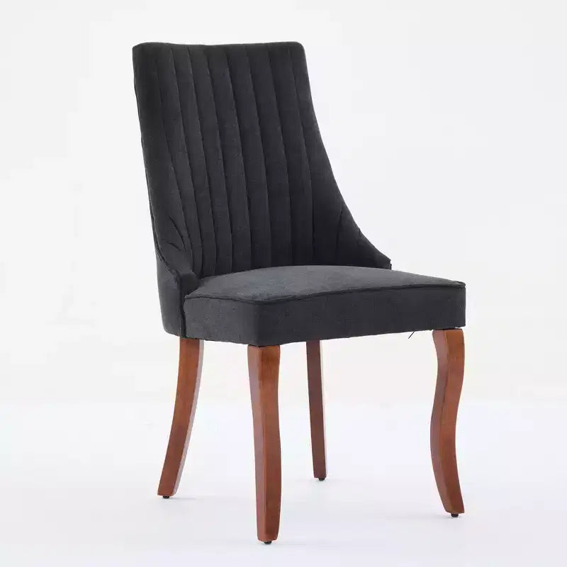 Okak Lot de 2 chaises de salle à manger en lin floqué, chaises de cuisine modernes avec revêtement en tissu confortable, chaises d'appoint avec pieds incurvés en bois massif