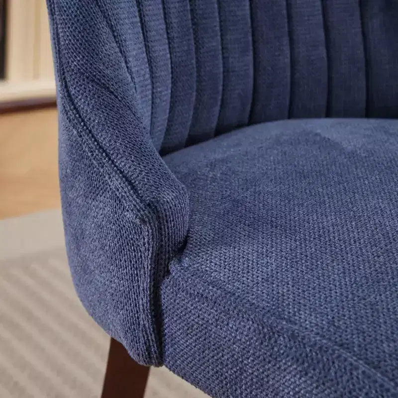 Okak Lot de 2 chaises de salle à manger en lin floqué, chaises de cuisine modernes avec revêtement en tissu confortable, chaises d'appoint avec pieds incurvés en bois massif