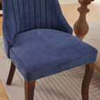 Okak Lot de 2 chaises de salle à manger en lin floqué, chaises de cuisine modernes avec revêtement en tissu confortable, chaises d'appoint avec pieds incurvés en bois massif