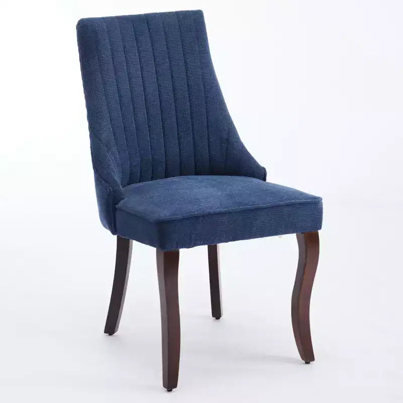 Okak Lot de 2 chaises de salle à manger en lin floqué, chaises de cuisine modernes avec revêtement en tissu confortable, chaises d'appoint avec pieds incurvés en bois massif