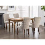 Okak Lot de 2 chaises de salle à manger en lin floqué, chaises de cuisine modernes avec revêtement en tissu confortable, chaises d'appoint avec pieds incurvés en bois massif
