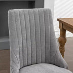 Okak Lot de 2 chaises de salle à manger en lin floqué, chaises de cuisine modernes avec revêtement en tissu confortable, chaises d'appoint avec pieds incurvés en bois massif