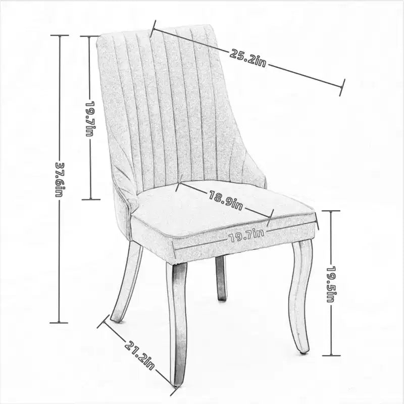 Okak Lot de 2 chaises de salle à manger en lin floqué, chaises de cuisine modernes avec revêtement en tissu confortable, chaises d'appoint avec pieds incurvés en bois massif